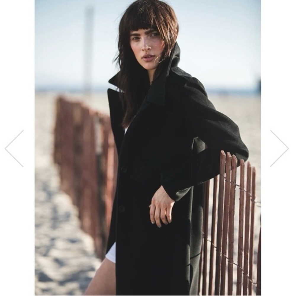 NWT Long Vegan Wool Legod Pea Coat The Jacket Black size Small